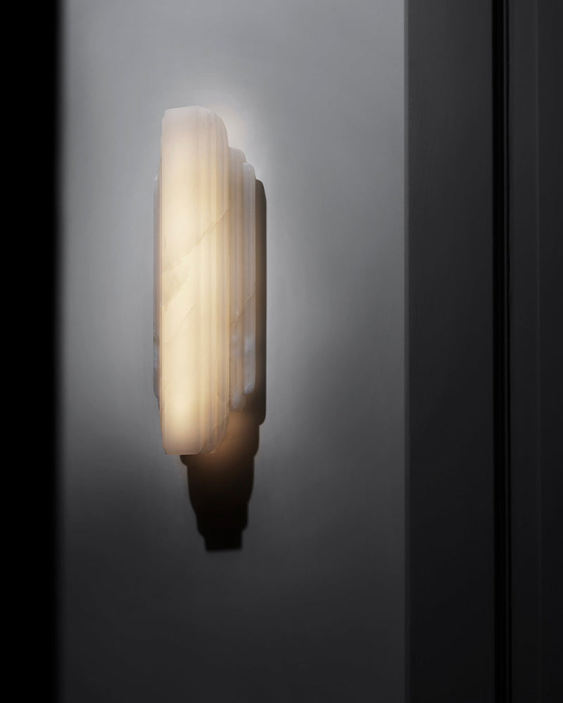 Vanity light fixtures Estelle Alabaster Hillside Flush Mounted Wall Sconces Height 20" 30"