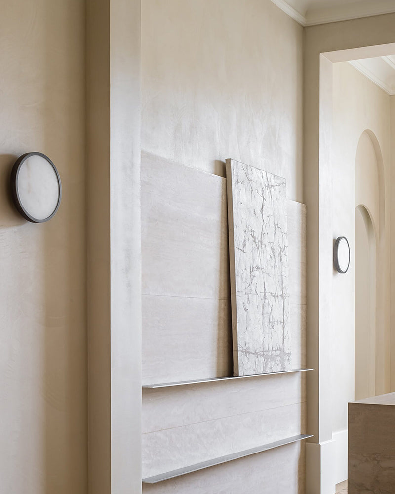 Knokke Alabaster Dome Wall Sconce - Serene White - Small Round