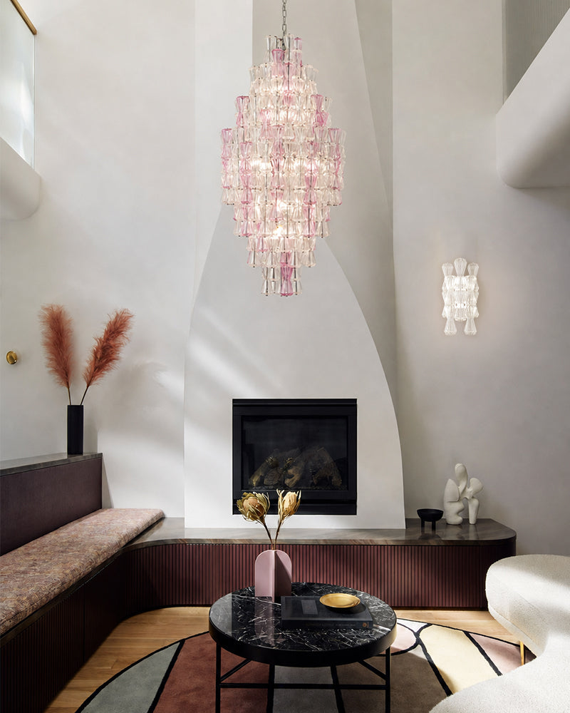 Hand Blown Glass Waterfall Chandelier - Tiered Statement Lighting