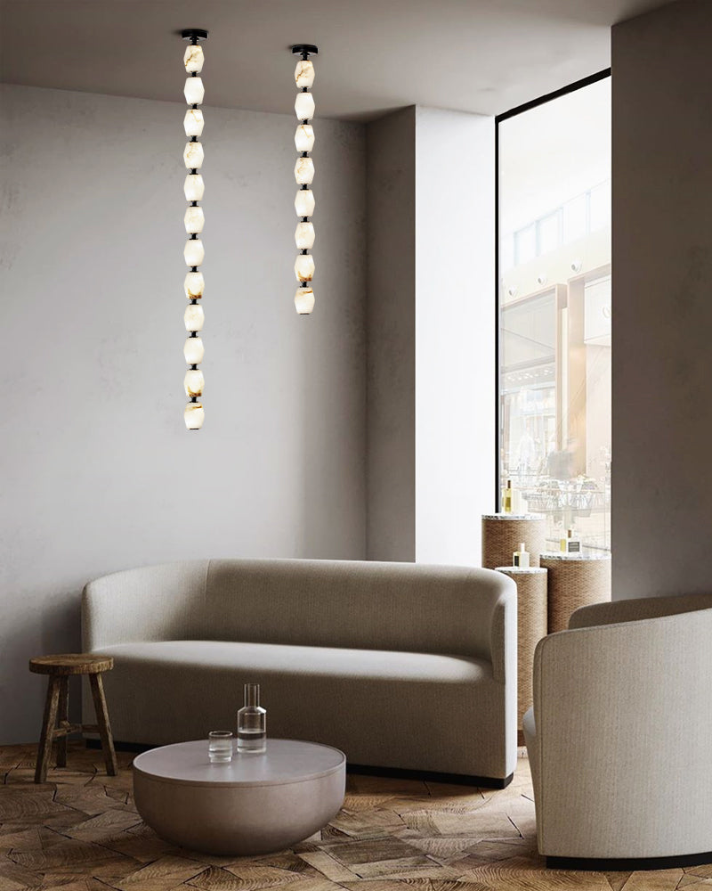 Clairval Series Geometric Chandelier | Linear LED Solid Brass Connectors and Integrated LED Modules, Natural Brass finish for Kitchen Islands and Dining Rooms American chandelier