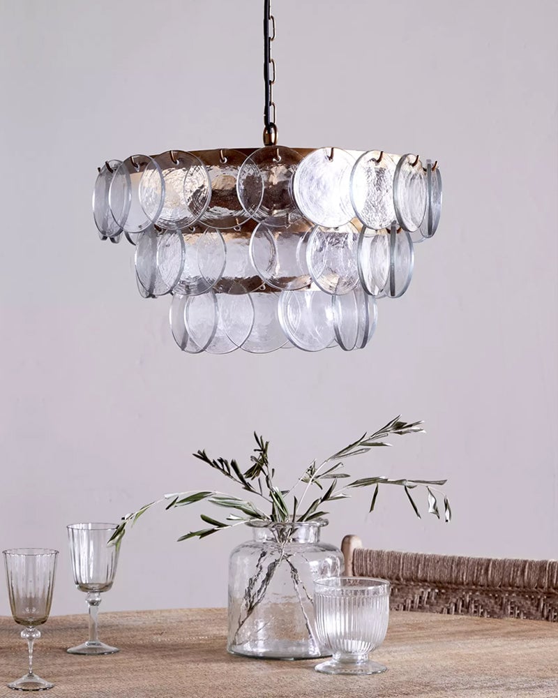 Geometric Hand-blown Pendant Light Borosilicate Glass with Brushed Brass for Kitchen Islands and Dining Rooms American chandelier