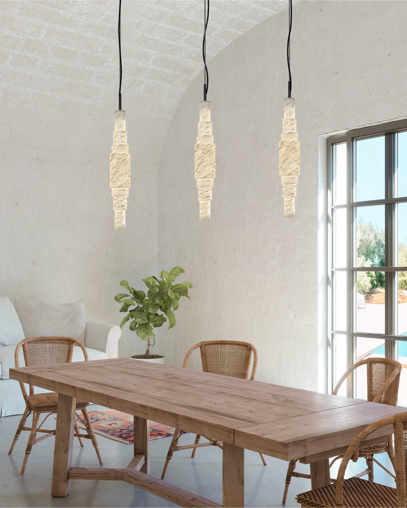 3-lights alabaster hanging light for kitchen island