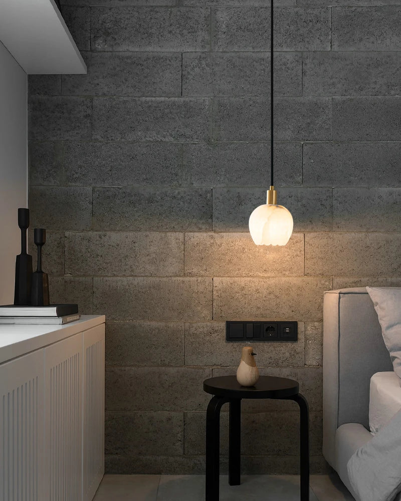 Lightstory Series Modern Alabaster Marble Pendant Lighting | 3/5/7/9 Lights Petal Bud with Gold or Black accents for Dining Room,Hotels American chandelier