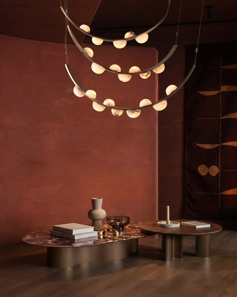 LightsStory Alabaster Drop-shaped Pendant Light - Statement Brass - LightsStory Chandeliers & Crystal Lighting - USA