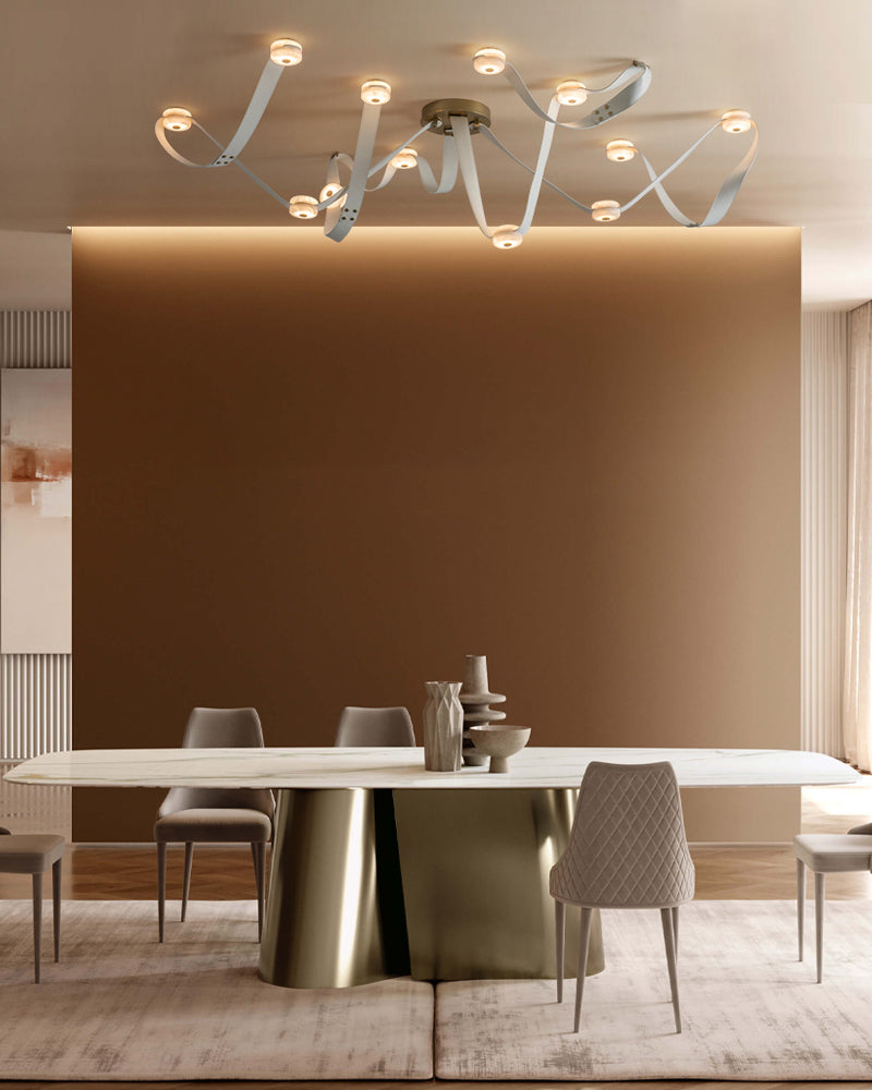 Modern Brass LED Alabaster Snaps Wall Sconce with Leather straps in Brown/Black/White Finish