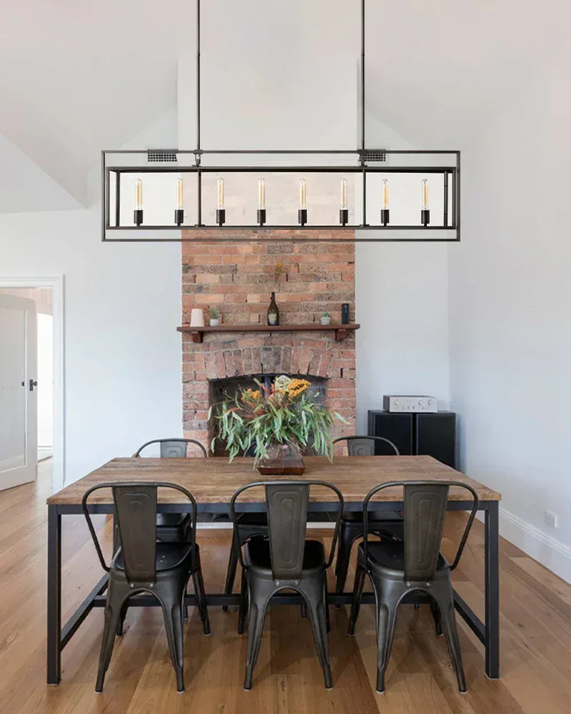 Rockport Series Geometric Chandelier | Geometric Lantern Tempered glass and sleek metal frame, Brushed brass and black steel for Grand entryways and dining rooms American Vintage chandelier lamp