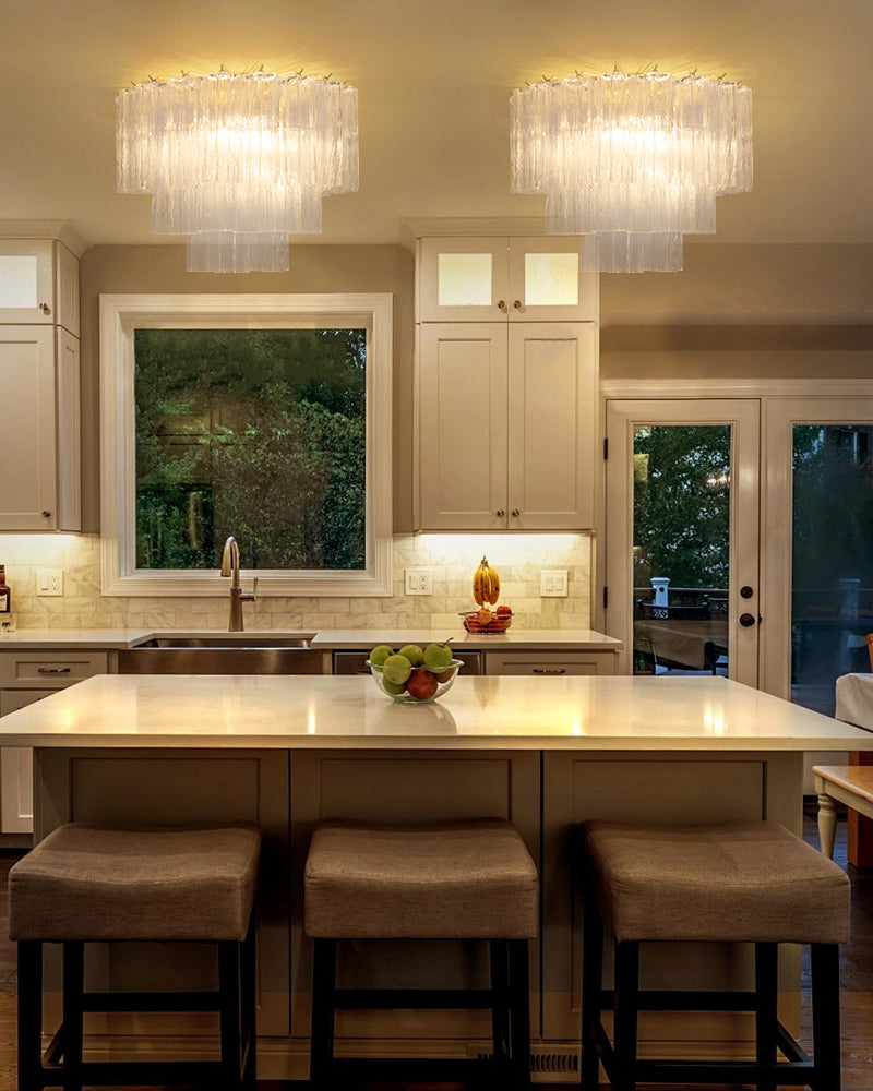 Hand-blown 18 Glass Tubes Modern Minimalist Flush Mount Ceiing Lamp Over Dining Table Modern Ceiling lamp