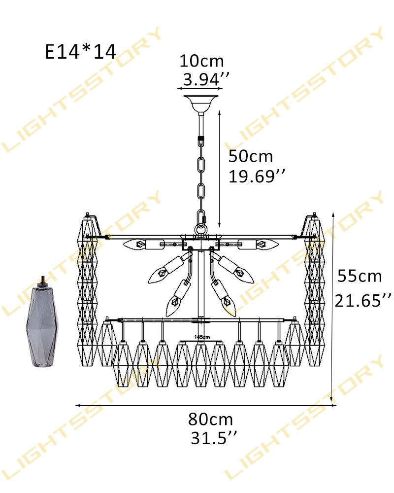 Modern Murano Hand Blown Glass Tier Drum Chandelier for Dining Room