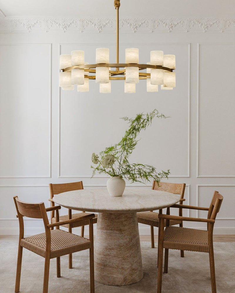 White alabaster LED suspended pendant light