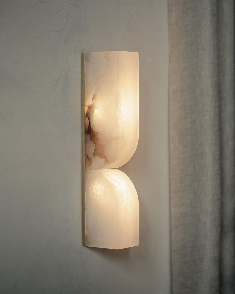 2-light White Alabaster Essence Rectangular Wall Sconce Wide 30/60cm