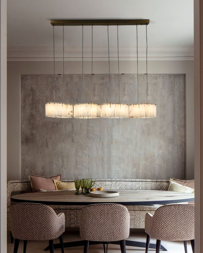 LightsStory Series Murano Swirl Ceiling Light Hand-Blown Alabaster with Brushed Brass Finish for Bedrooms, Kitchens, and Dining Rooms. Luxury Modern Chandelier