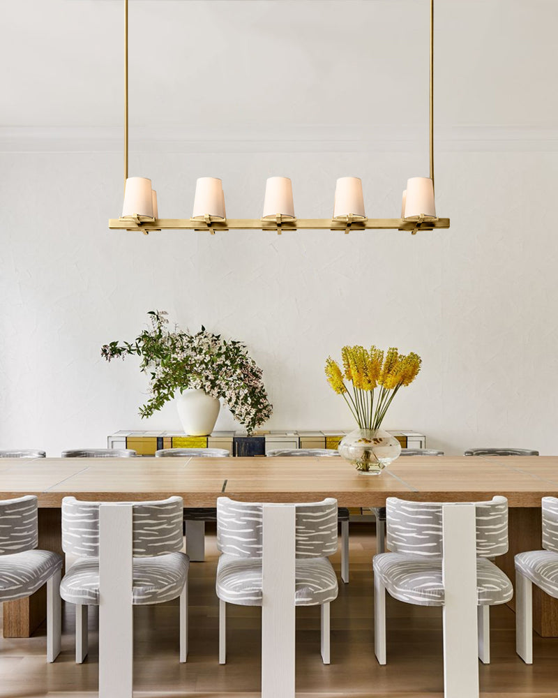 Pauillac Frabic Shade Round Chandelier 36" 48" 60" Lacquered Burnished Brass/Black American chandelier