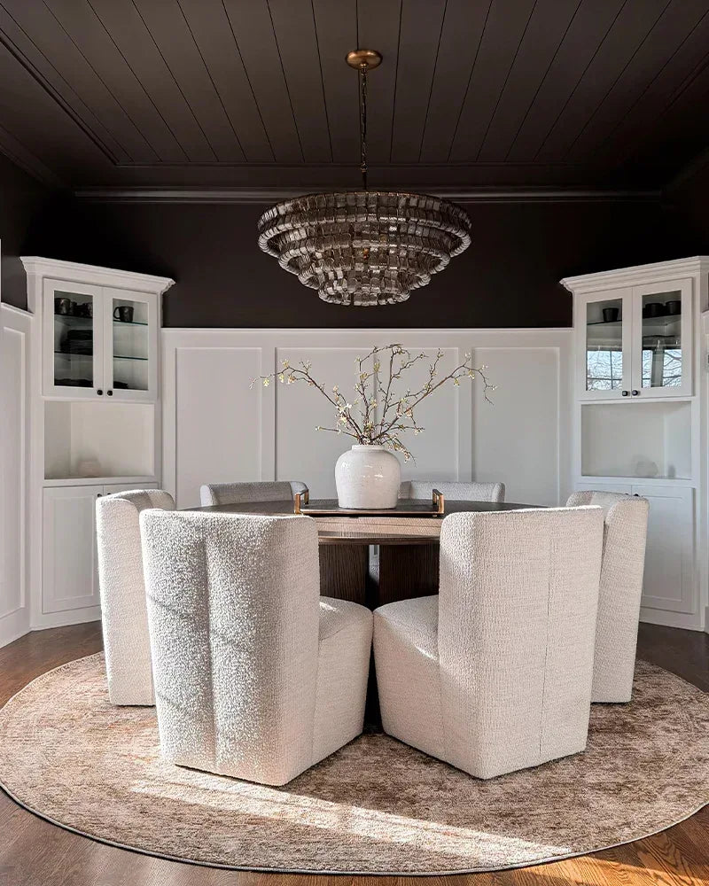 LightsStory Series Ethereal Chandelier | Tiered Round Textured Curved Glass and Aluminum Chain, Plated-Brass or Black Accents for Dining Rooms and Living Areas American chandelier