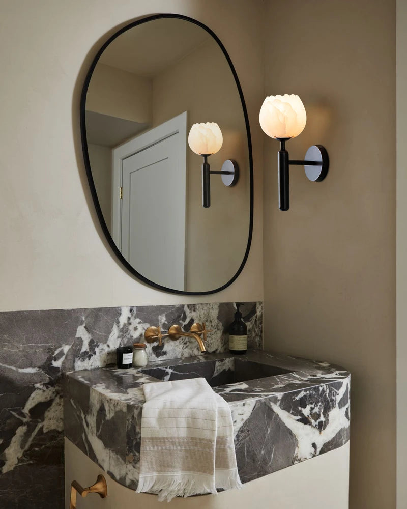 Lightstory Series Modern Alabaster Marble Pendant Lighting | 3/5/7/9 Lights Petal Bud with Gold or Black accents for Dining Room,Hotels American chandelier