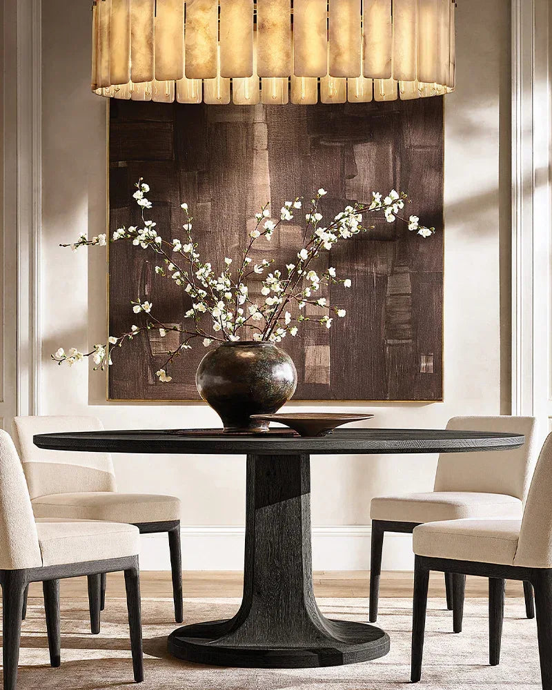 Winchester Series Geometric Chandelier | Round Handcrafted Solid Onyx Panels, Lacquered Burnished Brass for Modern Living Rooms and Dining Areas American chandelier