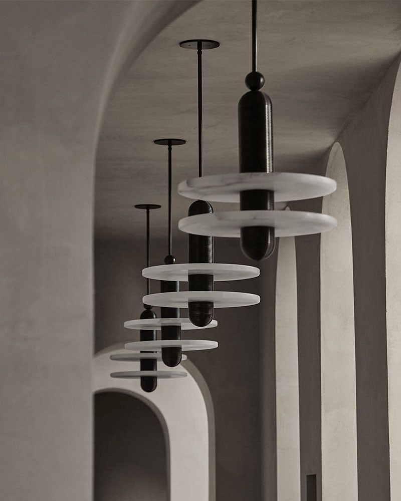 Alabaster Modern Marble Ring Pendant Light For Dining Room, Black/Brass