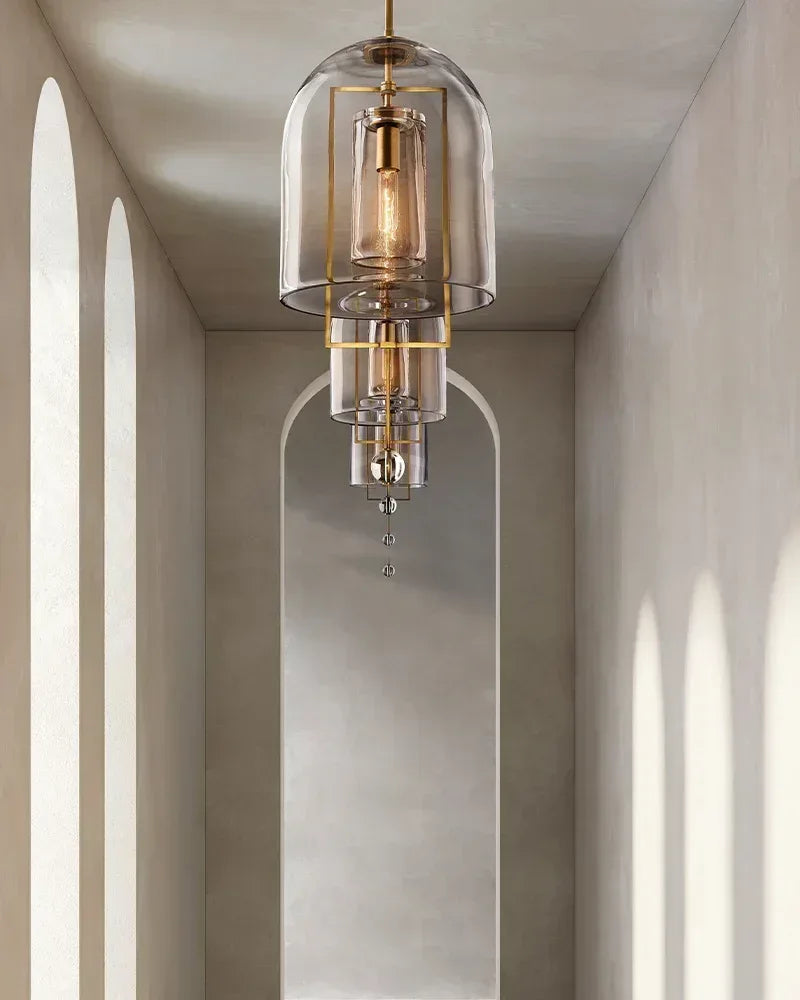 LightsStory Series Geometric Pendant Light | Sculptural Orb Hand-Blown Clear Glass and Black Copper, Black Copper finish for Modern Dining Rooms and Kitchen Islands American Vintage chandelier lamp