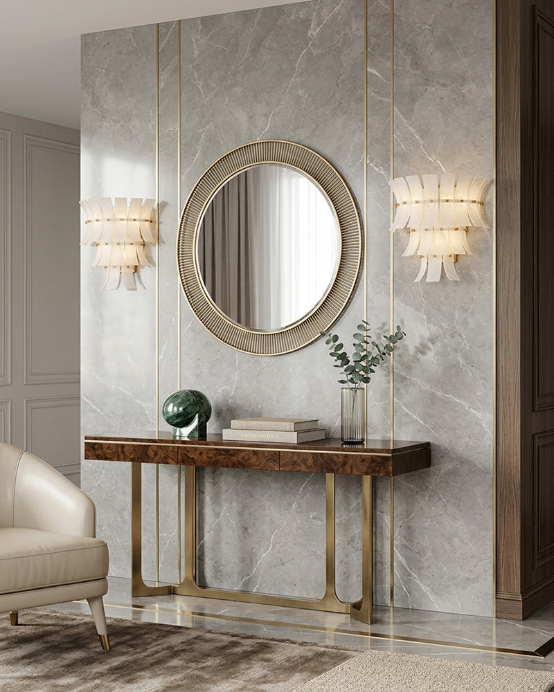 Ghiaccio Glass Ethereal White Multi Tiered Waterfall Wall Light Sconce - Lux Gold Trim - Bedrooms, Hallways & Bathrooms