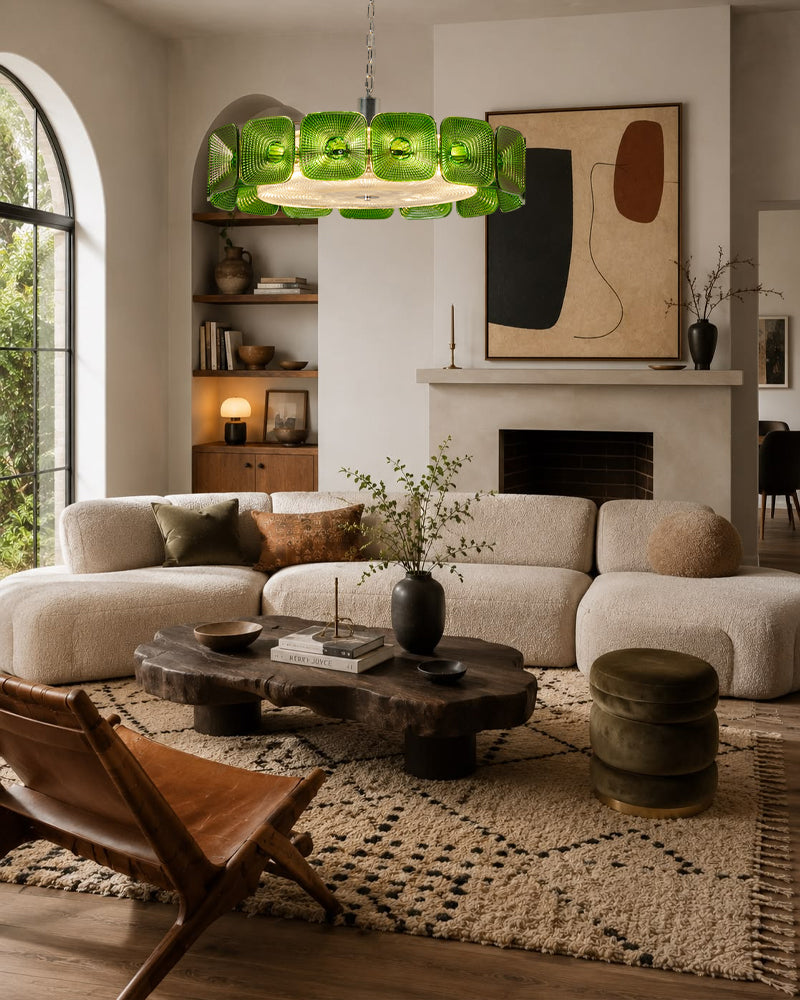 LightsStory Wave Glass Ring Statement Chandelier - Artisanal Glass