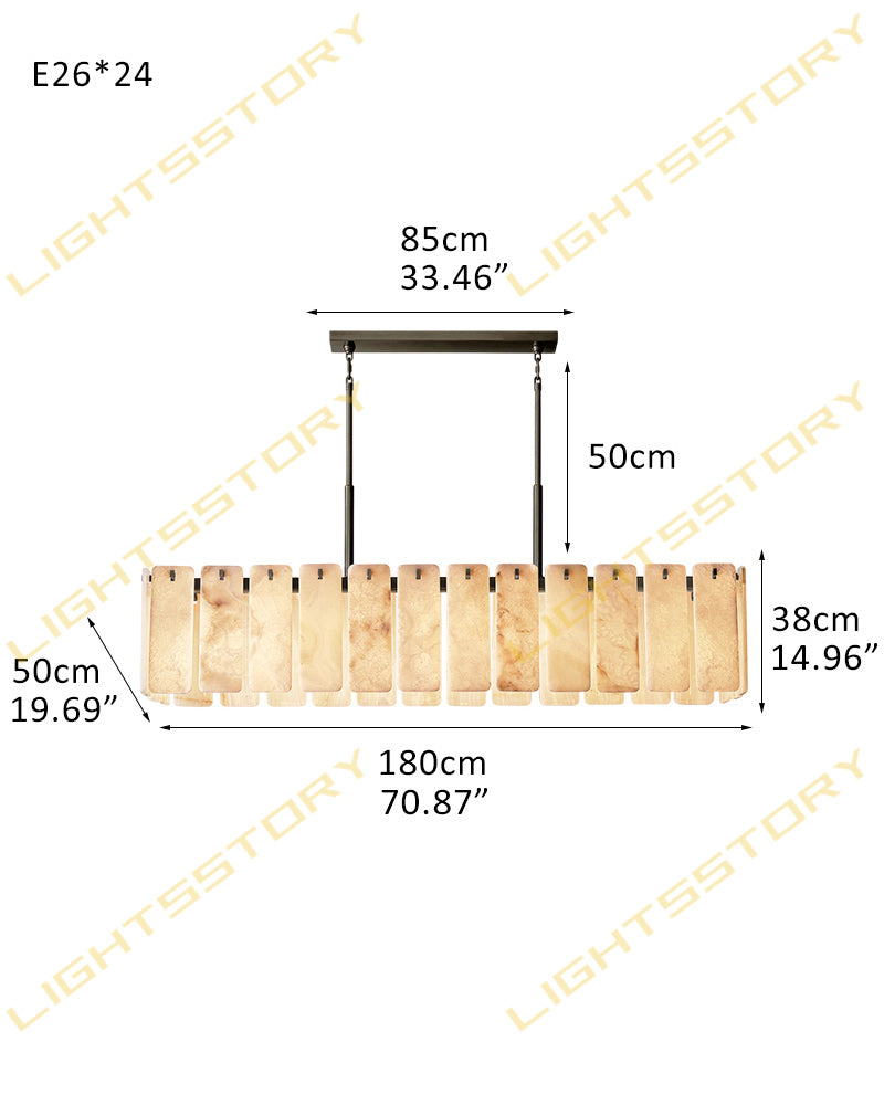 Alabaster Winchester Rectangle Chandelier - Geometric Natural Stone - White - 2 to 36 Lights - Small, Medium, and Large
