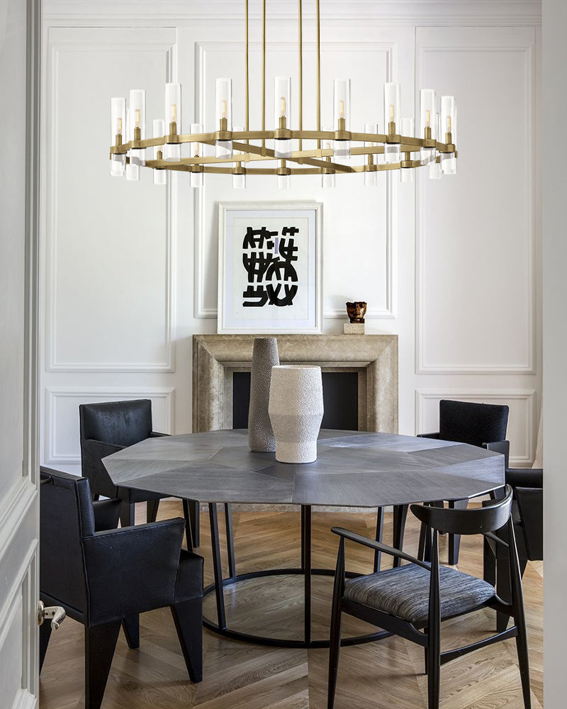 Foyer Dimming Lighting Vintage Brass Stainless Wheel Ravelle Clear Glass Round Chandelier