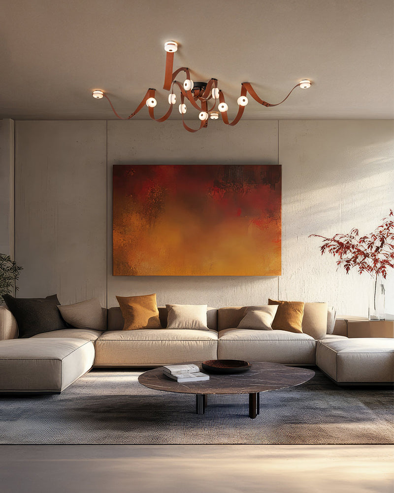 Modern Brass LED Alabaster Snaps Wall Sconce with Leather straps in Brown/Black/White Finish