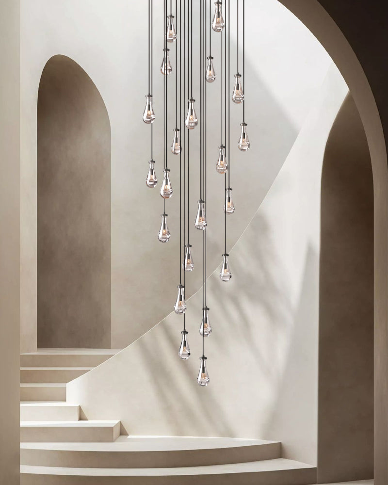Modern Floating Crystal Raindrop Rectabgular Chandelier Wide 72"  for Dining Room