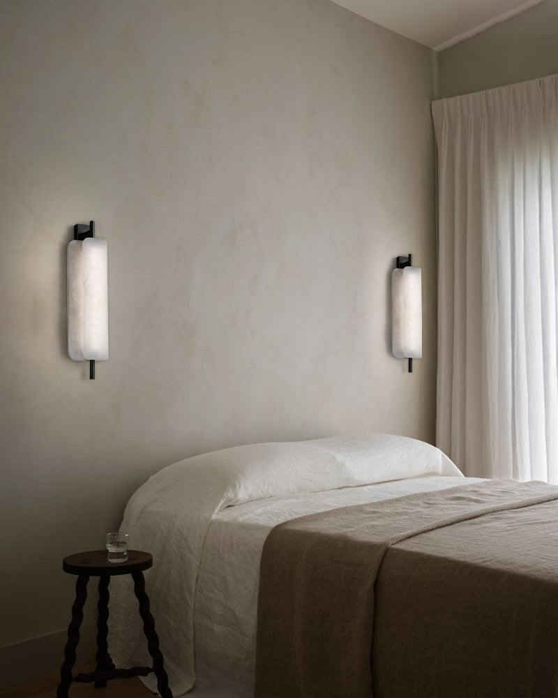 Organic Alabaster Linear Pendant Lightiing with Black Metal Frame for Kitchen Island
