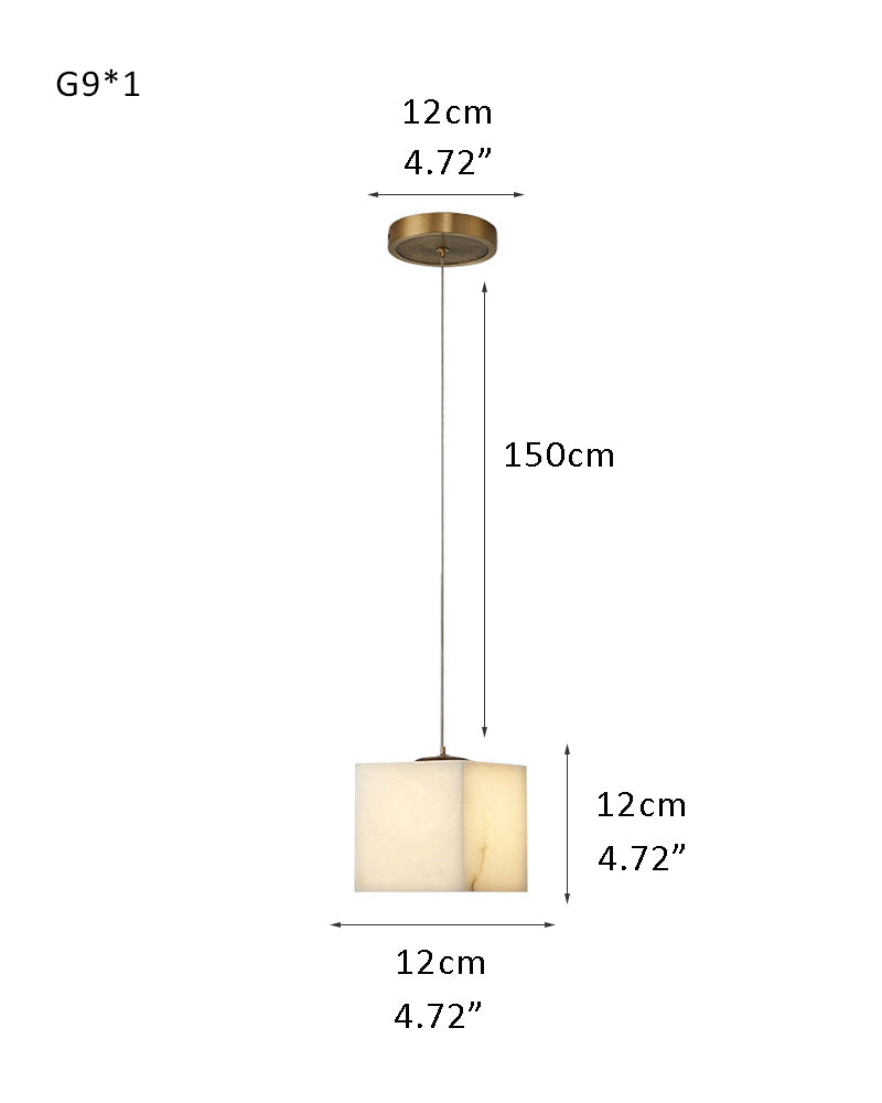 Square Ceiling Chandelier Lamp in White Alabaster Shadow for hall, Living room, Staircase