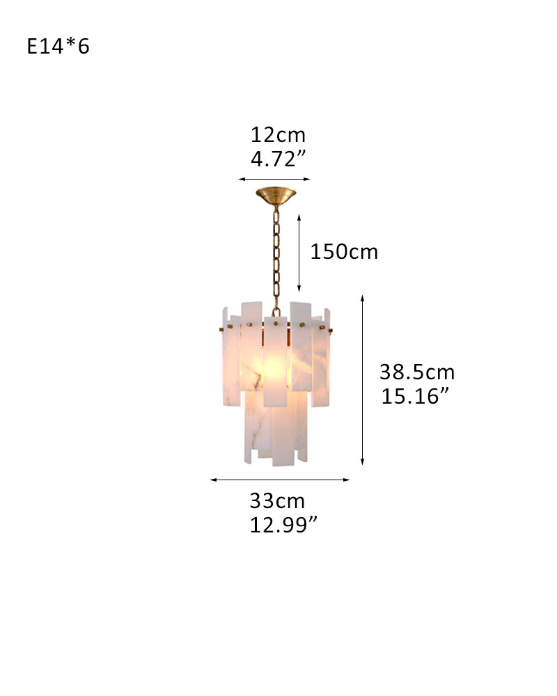 3-light Alabaster marble Cluster Chandelier 13" with adjustable chain 150cm for kitchen