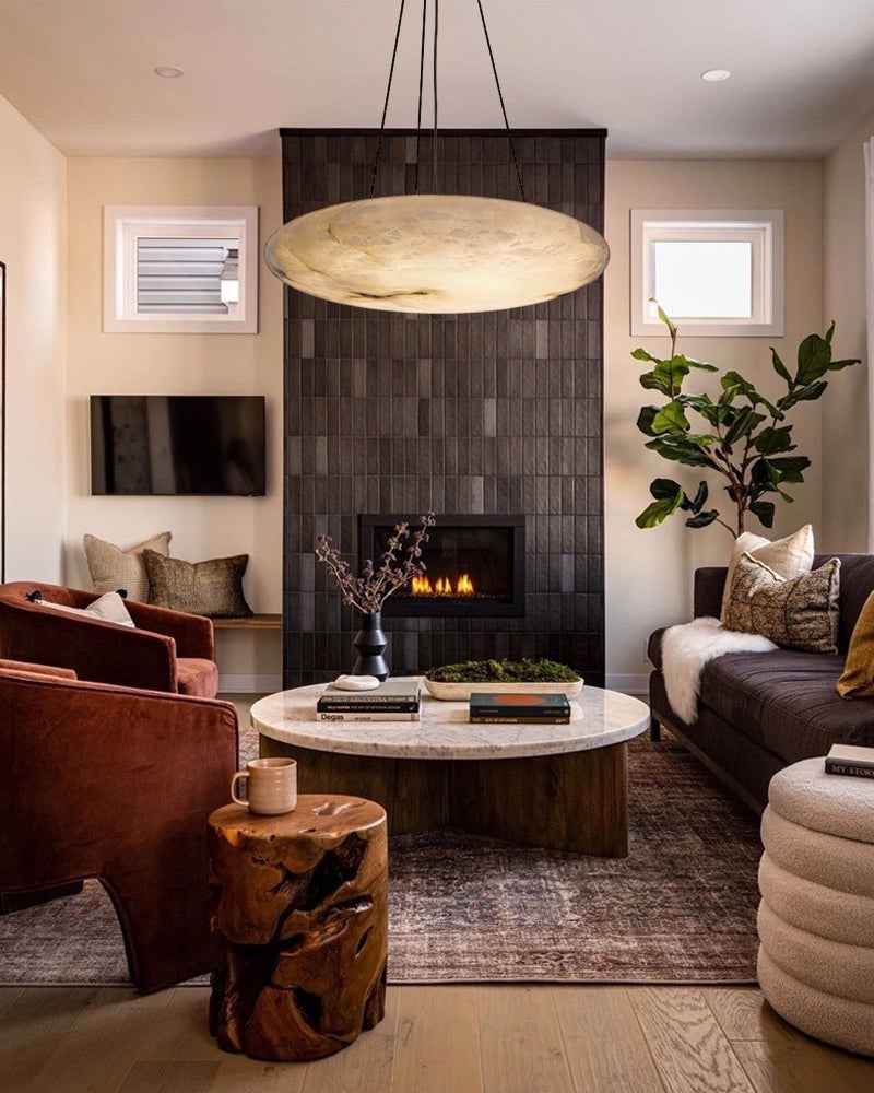 LightsStory Alabaster Oval Chandelier - Heritage Brass - Statement
