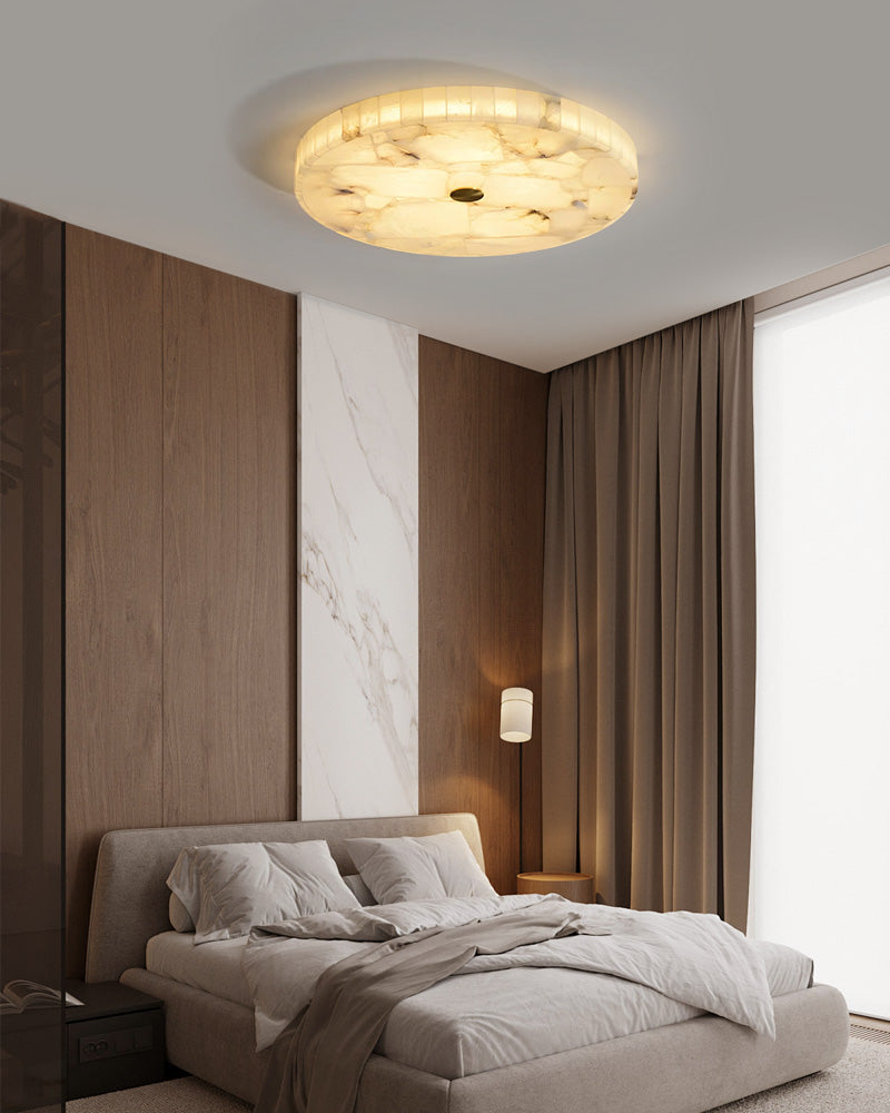 Modern White Spanish Marble Round Ceiling Light, Dia 16“/20"/24",18W to 48W