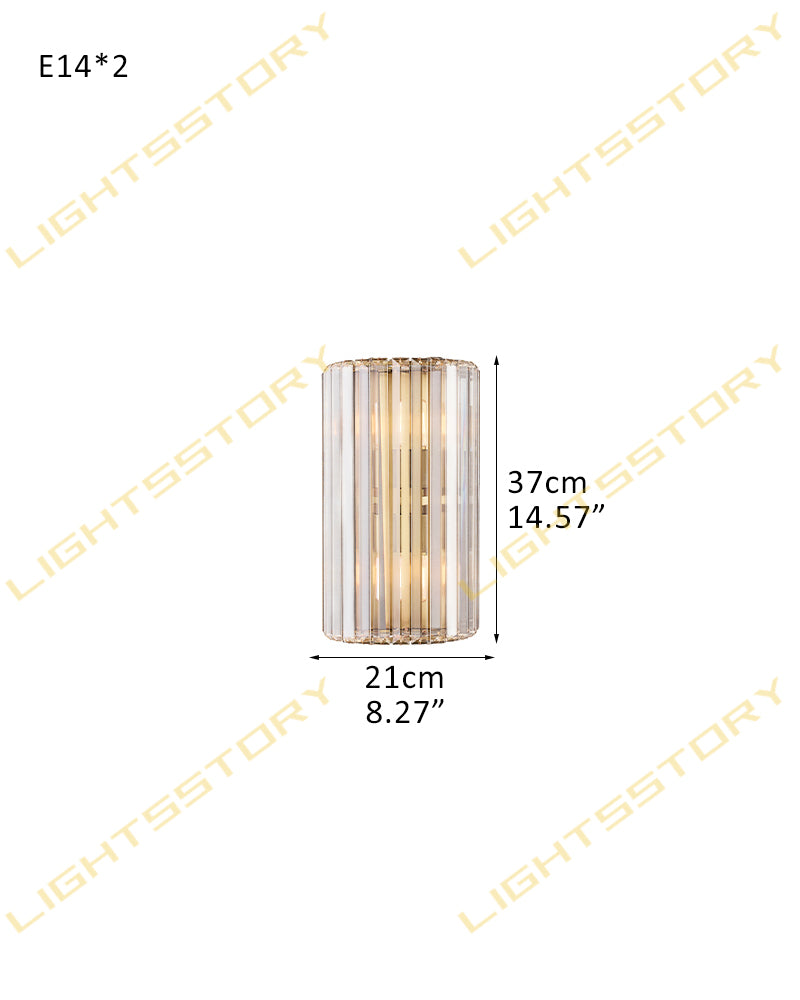 Cassis K9 Crystal Fluted Wall Light Sconce - Clear Crystal, Flush Mount - Bathrooms, Bedrooms and Hallways