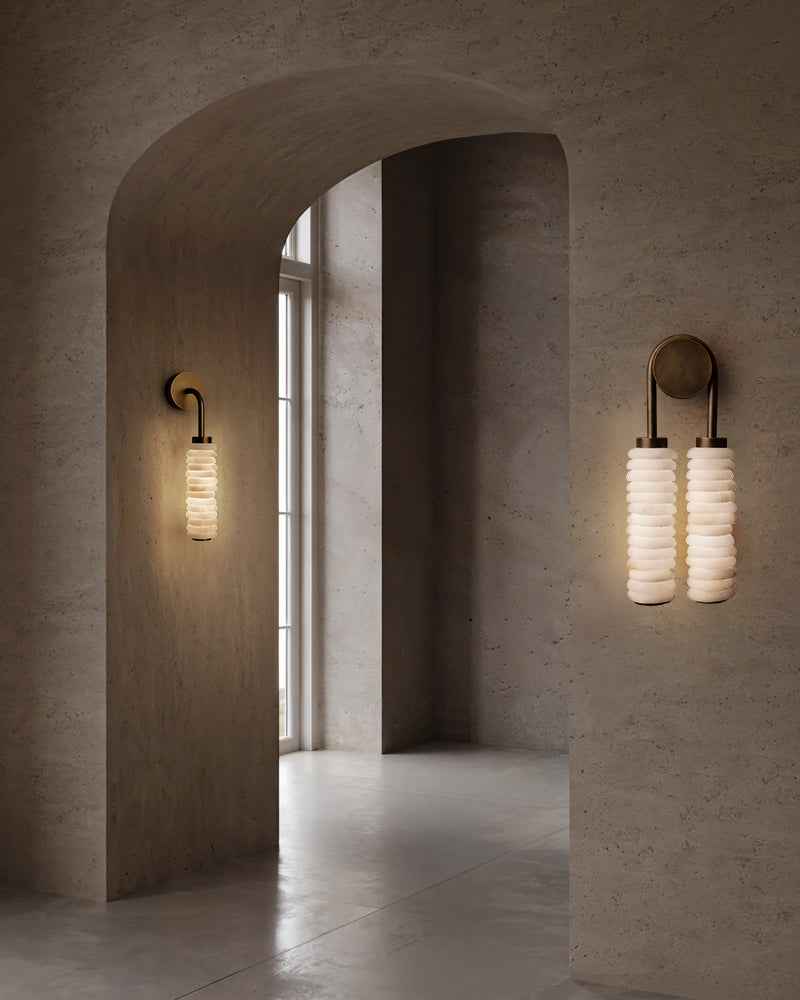 LightsStory Alabaster Round Wall Sconce - Serene White - Small
