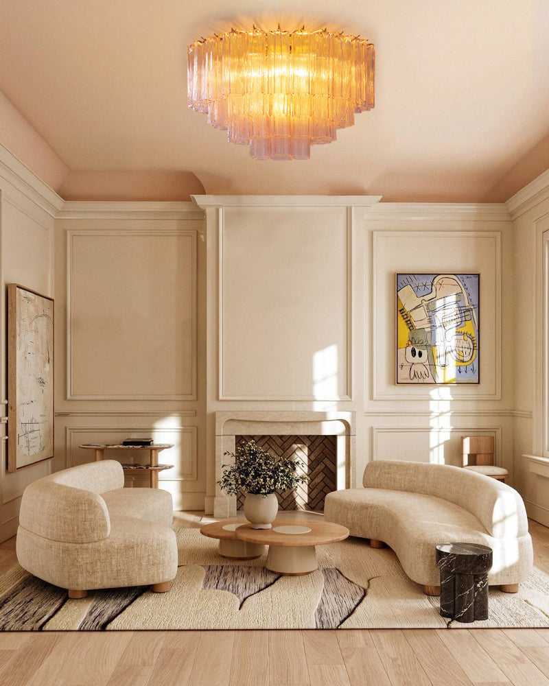 10 Lights Modern Tronchi Semi-Flush Ceiling Lamps with Venetian Colorful Glass Shade Flush Mounted Ceiling Lamp