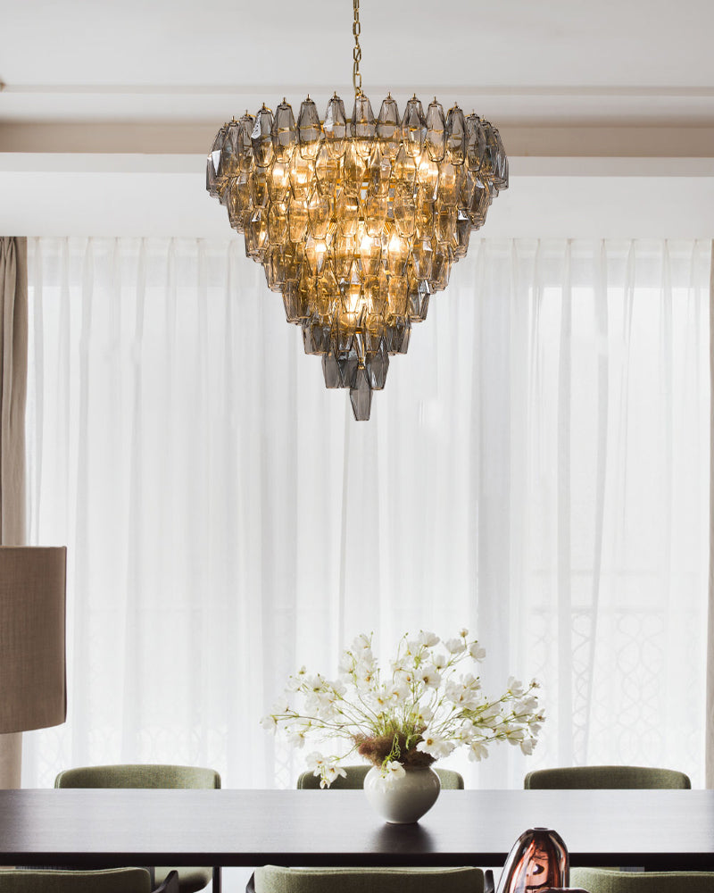 Modern Multi-Layer Murano Colorful Glass Round Chandelier Gold Framework for living room