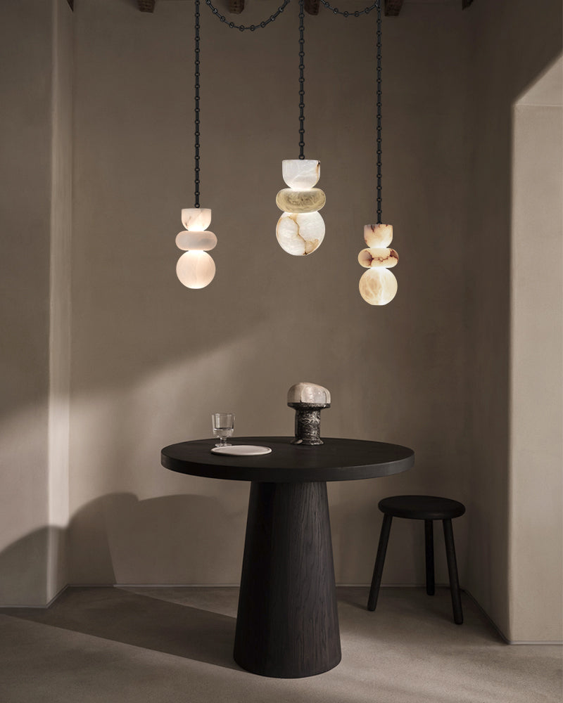 7 lights 6 Wide Multi Light LED Pendant Light Fixtures white alabaster indoor lighting