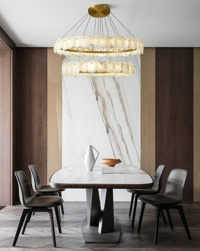 Luxury Irregular white Alabaster copper Chandelier,round/rectangle,60/80/100/120cm