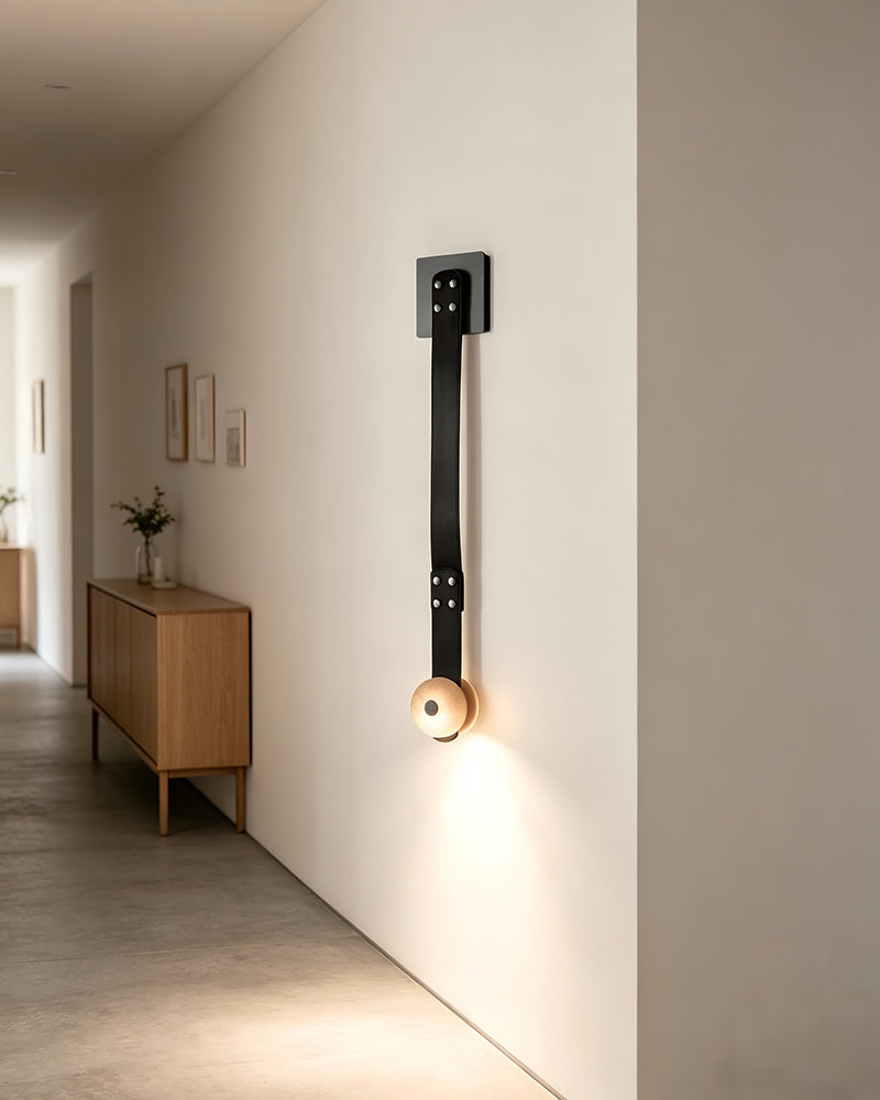 Round & Linear Alabaster Wall Sconce - Natural Spanish Alabaster, Serene Matte, Custom Finishes - Bedrooms, Hallways & Bathrooms