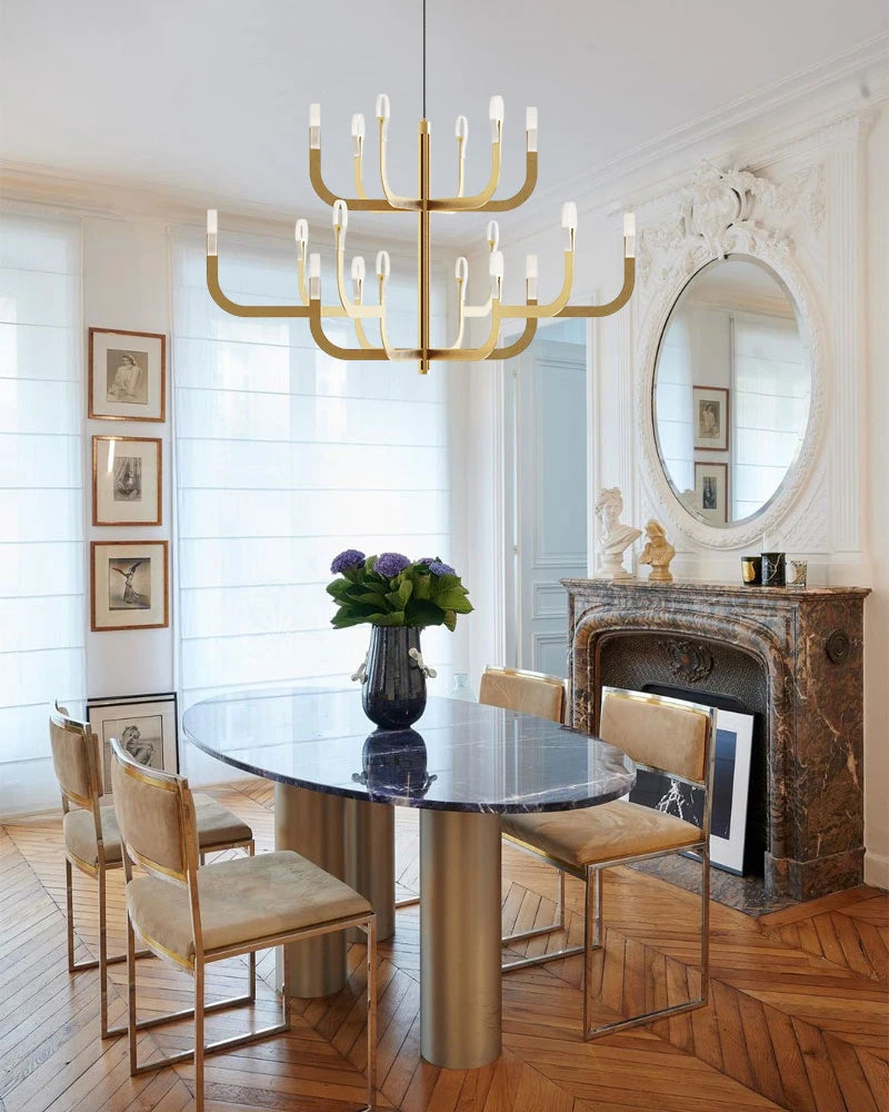 Retro Candlestick Design Chandelier with LED lighting for Dining rooms and living Rooms American chandelier