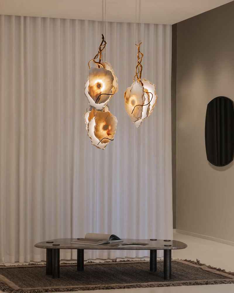 LightsStory Alabaster Multi-layer Wall Light - White Stone Wall Sconces