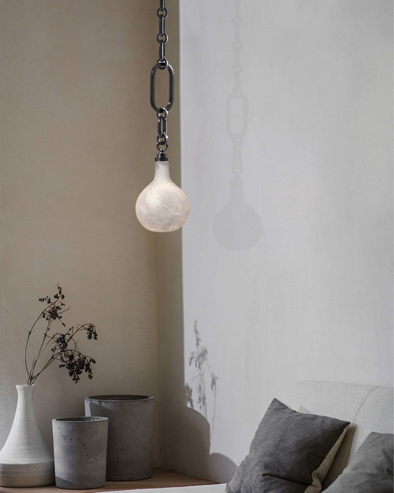 1/3/5/7/9/12-Light white Mini Insignia Pendant Light 6" with alabaster marble Shade