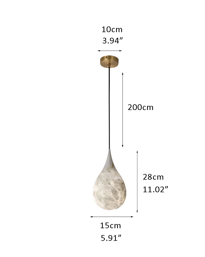 Spanish Marble Droplet Pendant Lamp with stepless dimming, ideal for kitchen or bedroom