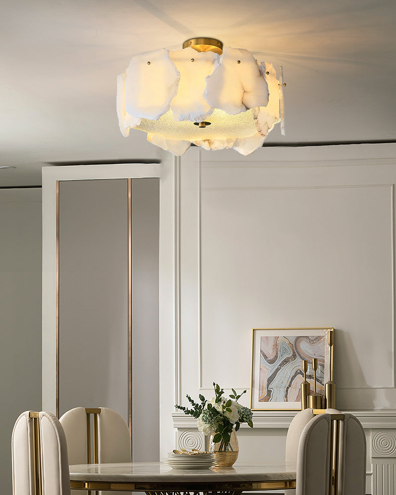 Luxury Irregular white Alabaster copper Chandelier,round/rectangle,60/80/100/120cm