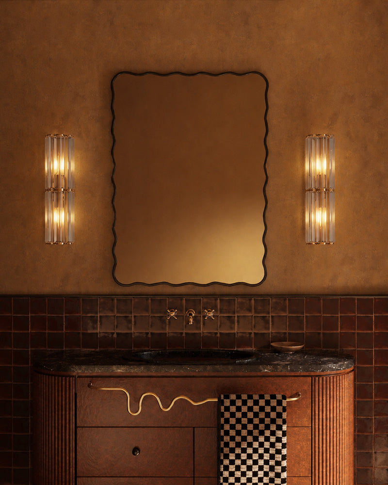 Cassis K9 Crystal Fluted Wall Light Sconce - Clear Crystal, Flush Mount - Bathrooms, Bedrooms and Hallways