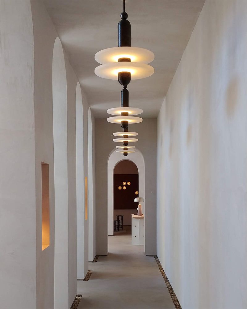 Alabaster Modern Marble Ring Pendant Light For Dining Room, Black/Brass