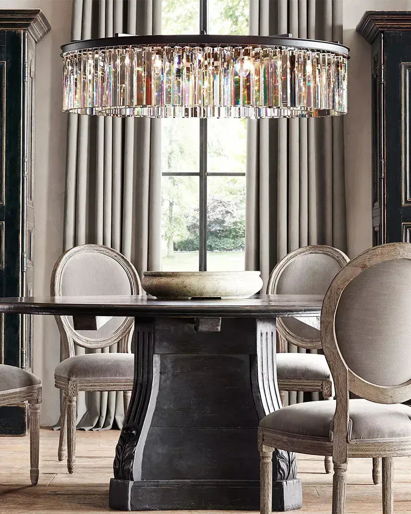 LightsStory Series Prismatic Chandelier | Multi-tier Triangular Crystal Precision-cut triangular crystal rods and sturdy iron frame, Brushed Gold and Black for Grand Foyers and Dining Rooms American chandelier