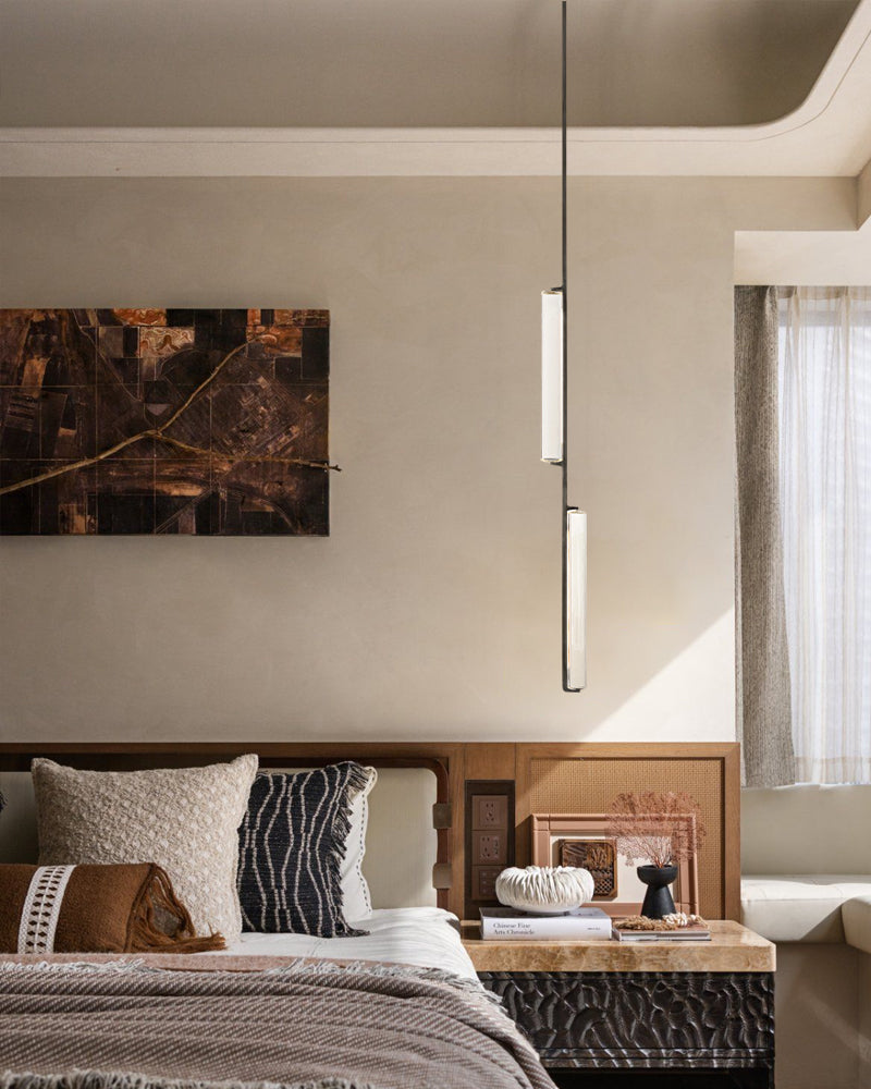 Audubon Crystal Triple Bar Linear Chandelier 35" 60" Lacquered Burnished Brass/Black