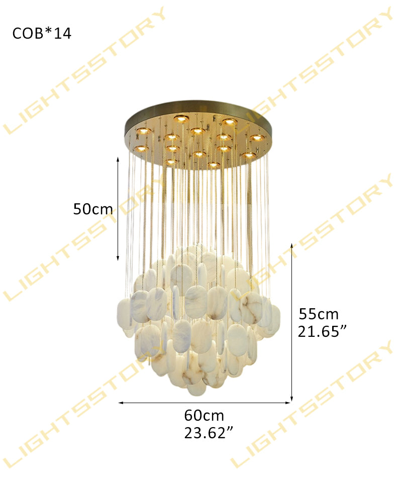 LightsStory Alabaster Streamline Chandelier - Geometrical White Stone