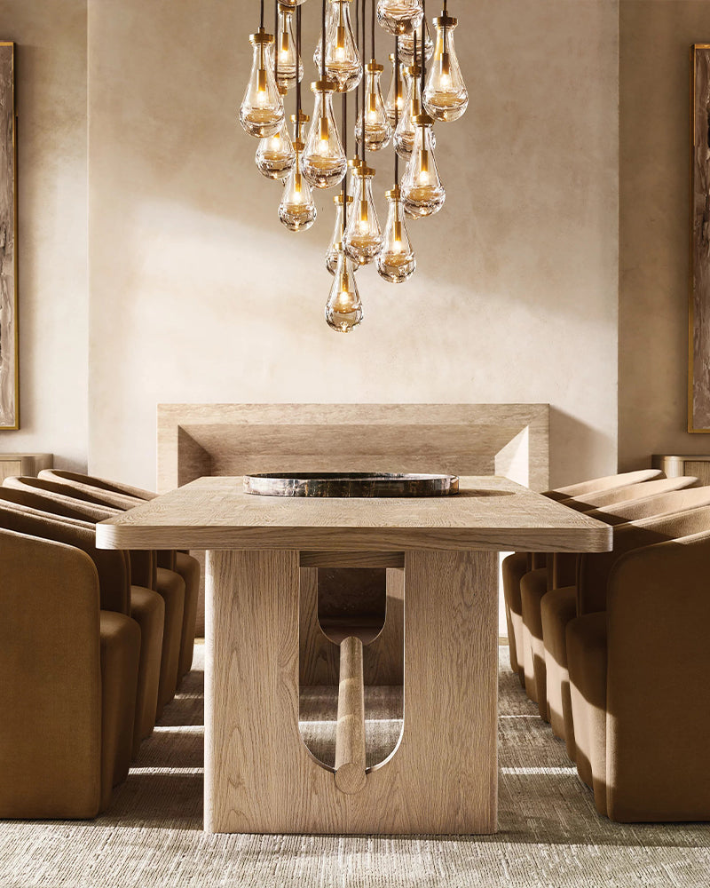 Modern Floating Crystal Raindrop Rectabgular Chandelier Wide 72"  for Dining Room